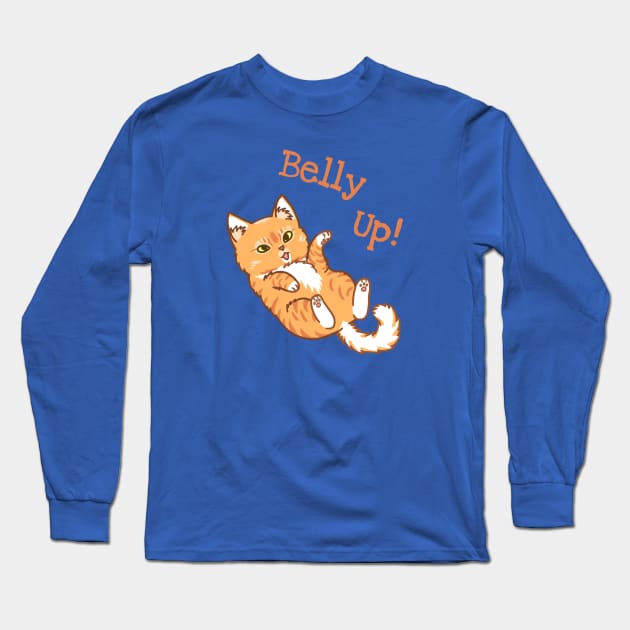 Belly Up Cat Long Sleeve T-Shirt by MonoFishTank